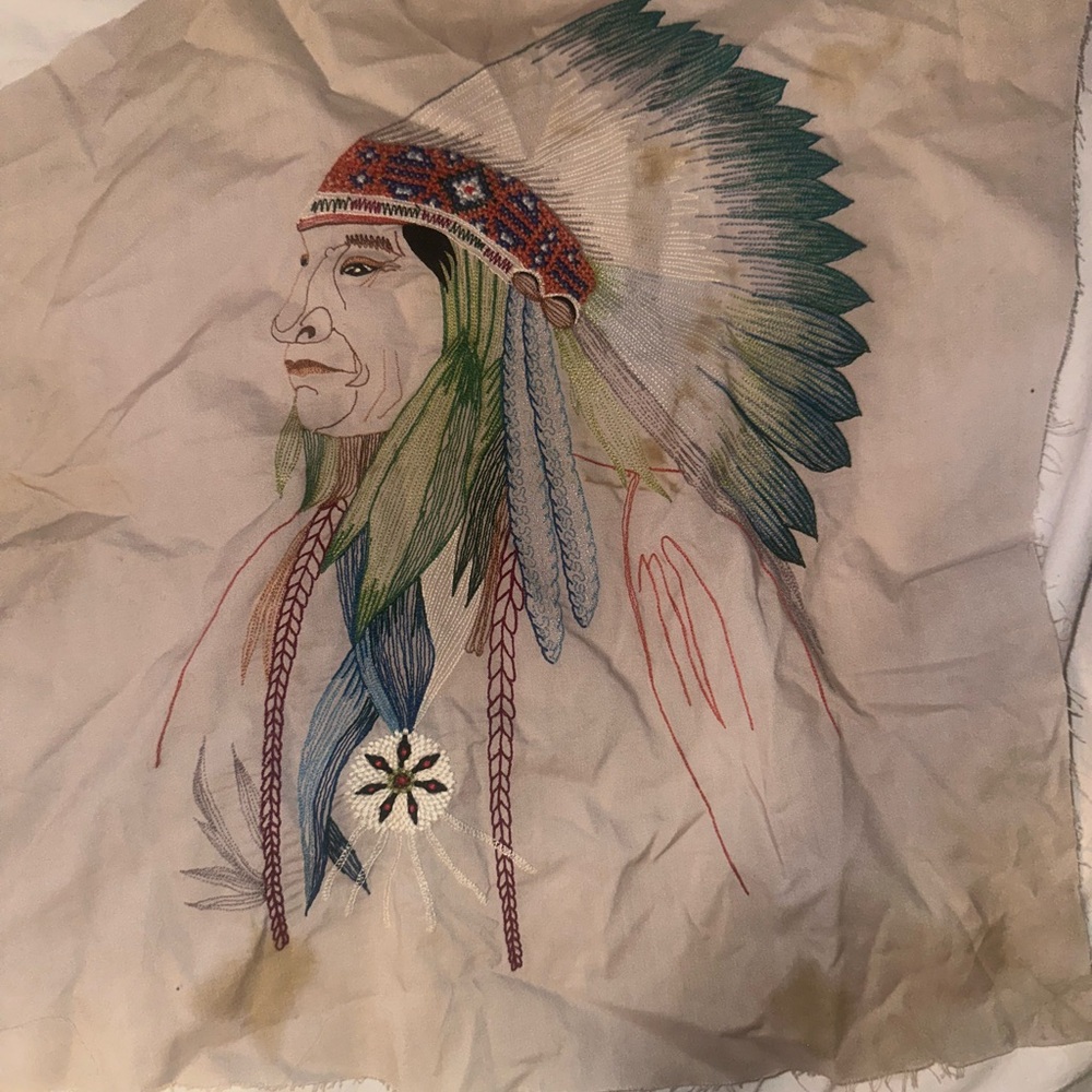 Embroidered Native American Chief Artwork